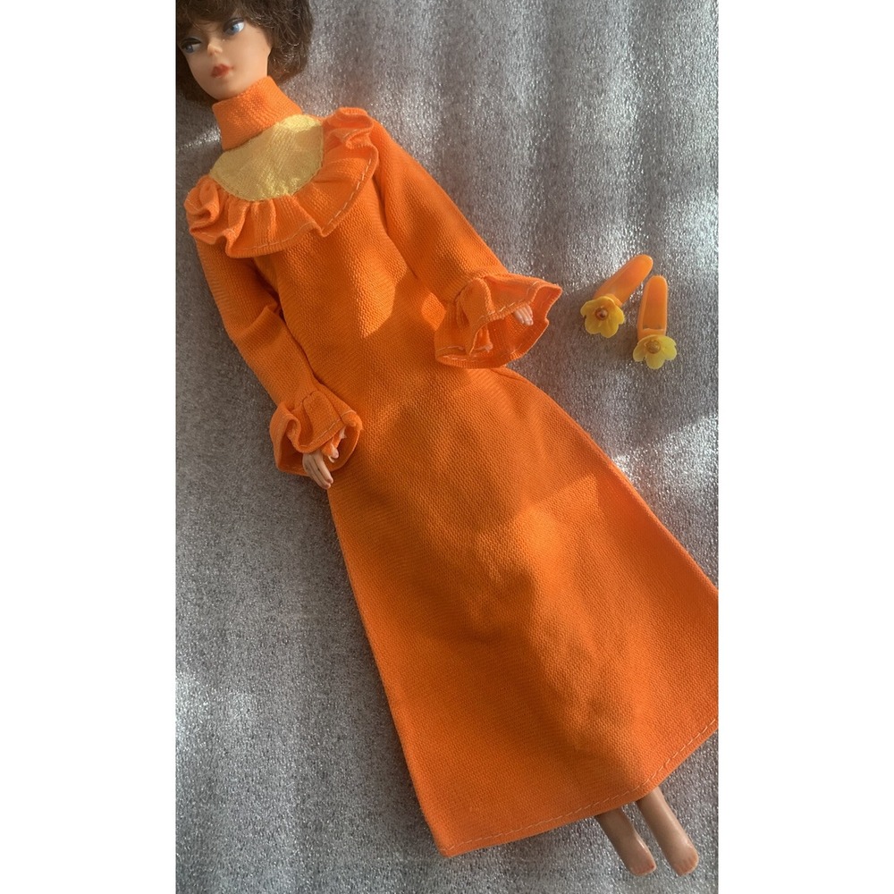 Vintage BARBIE Gunne Sax Mod orange yellow Dress shoes No Doll